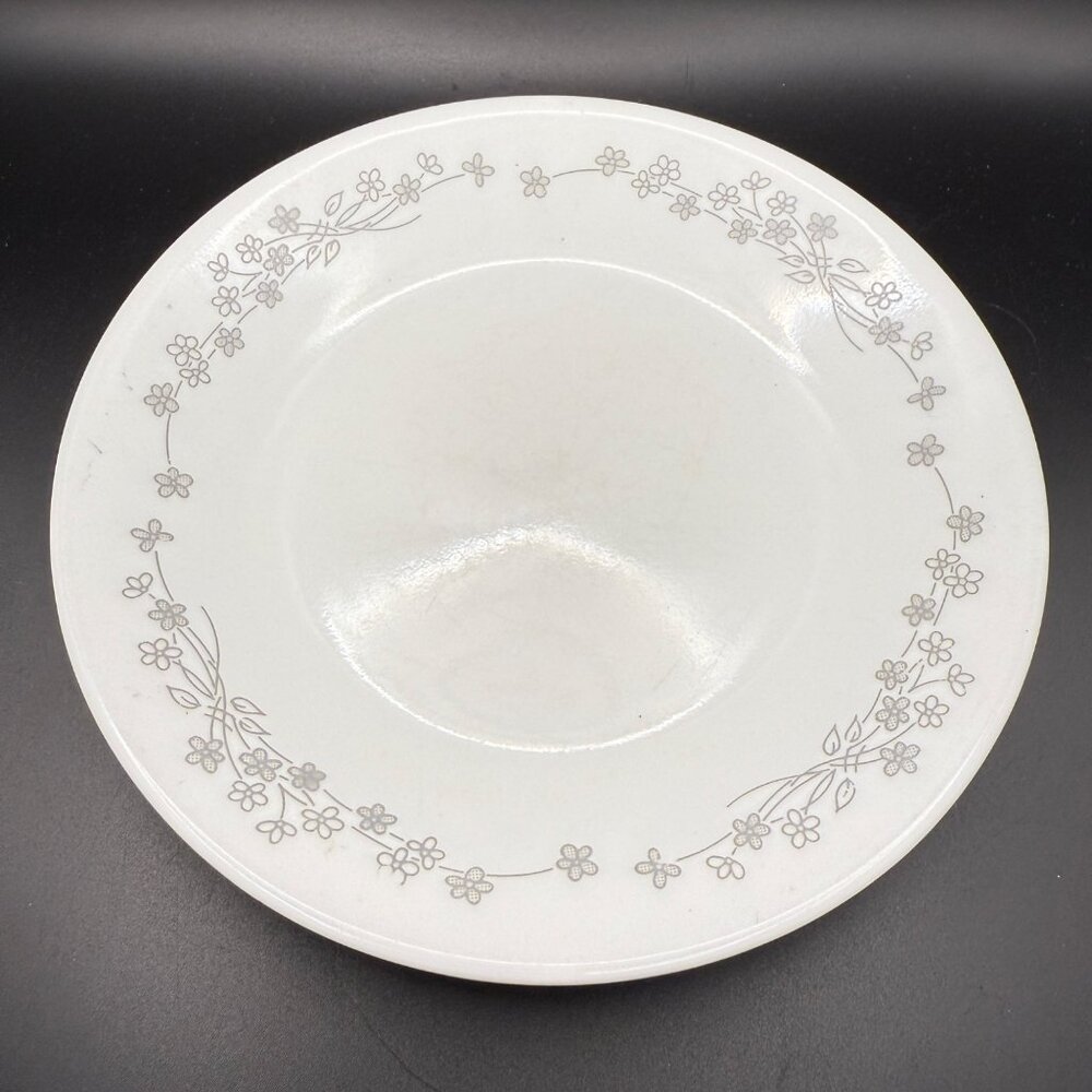 Corelle White Bread Plates Ribbon Bouquet Gray Flower Design Set Of 4 Vintage